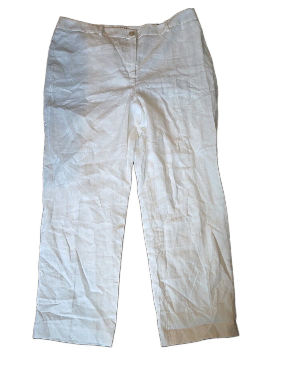 Msrp $129 Nwt Southampton Straight Leg Pant Talbots  Sz 16 100% Linen White
